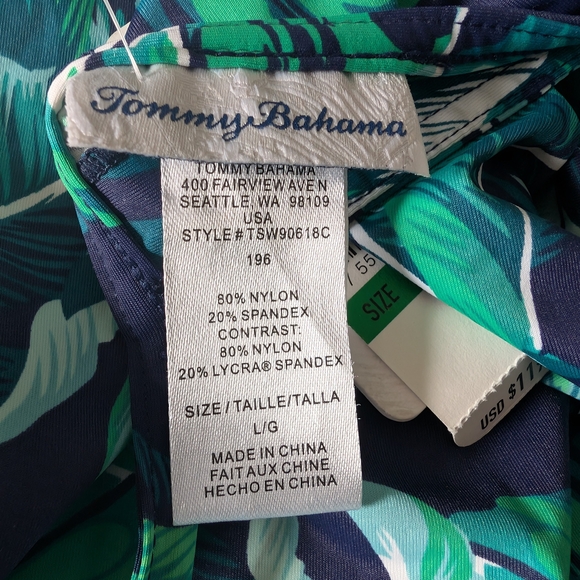 Tommy Bahama Blue and Green Leaf Swim Coverup - Picture 8 of 9